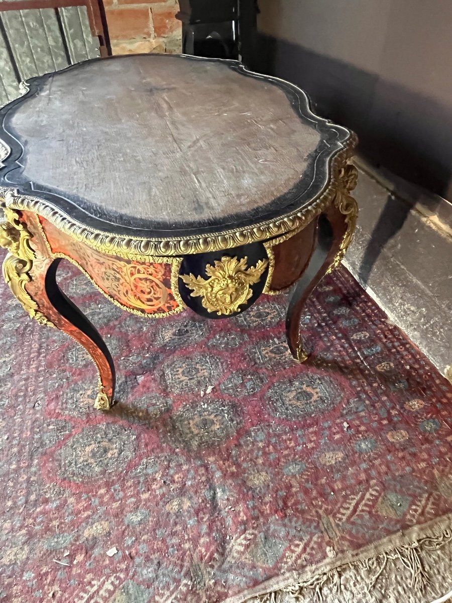 Important Boulle Table Marble Top -photo-5