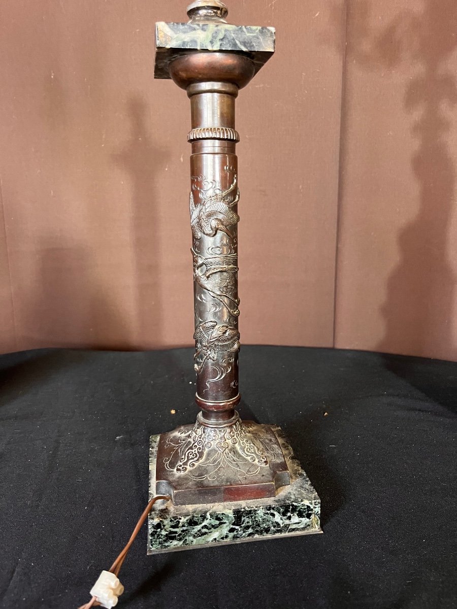 Japanese Decor Lamp Base In Bronze 