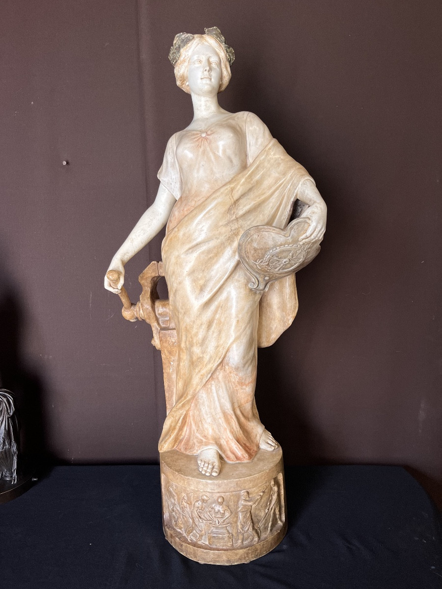 Importante Statue Autrichienne D’époque Art Nouveau (ht:95cm)