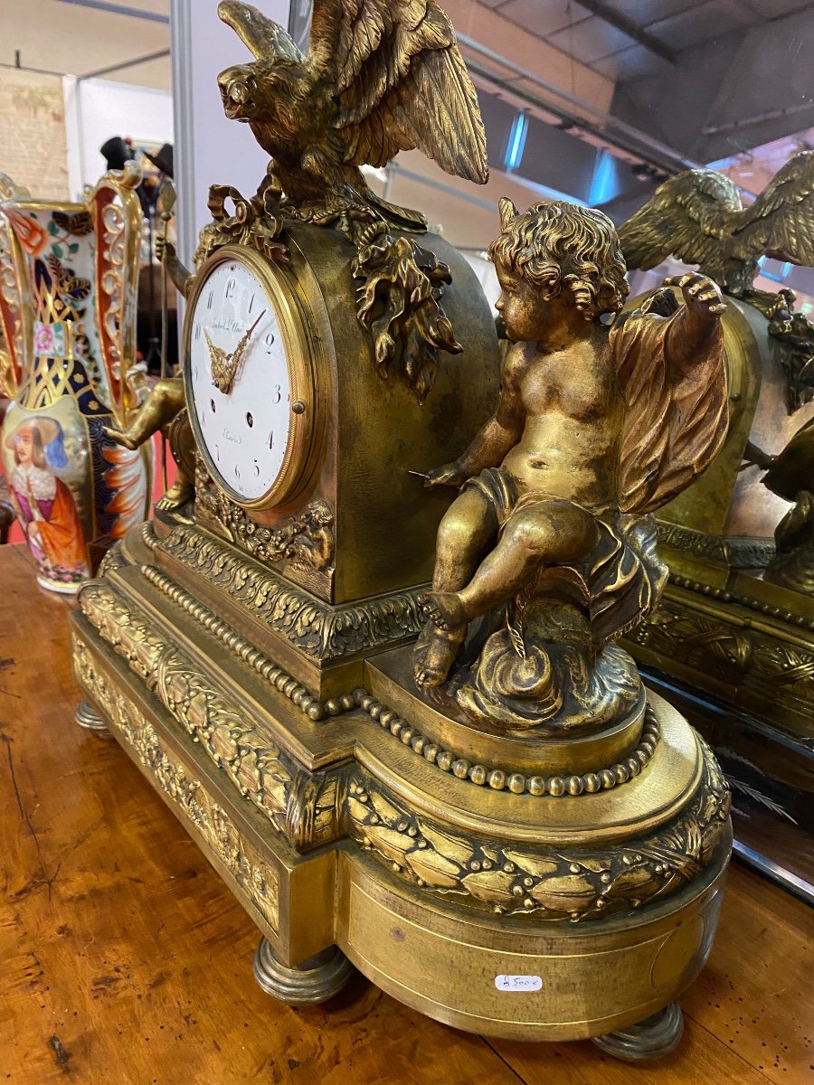 Important Gilt Bronze Clock From Louis XVI Period-photo-1