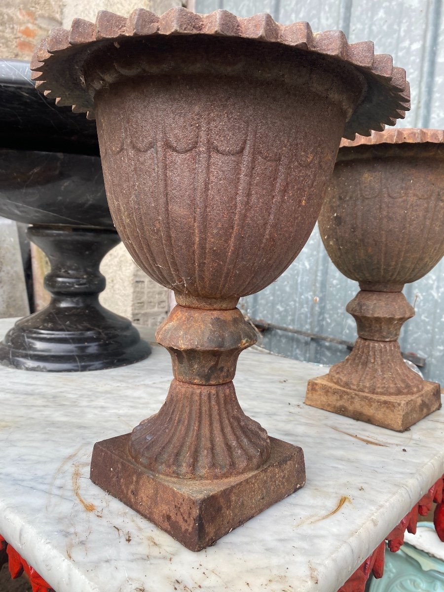 Pair Of Cast Iron Medici Vases-photo-3