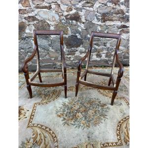 Pair Of Empire Period Shepherdess Chassis In Walnut