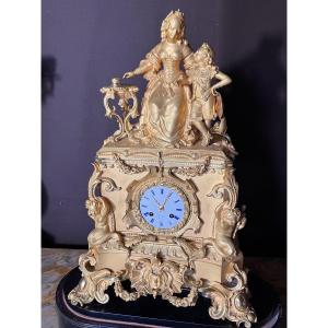 Restoration Clock With Superb Gilding 