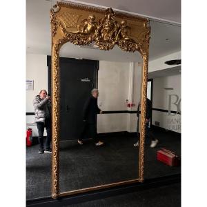 Important Miroir En Bois Doré XIXe (255/143 Cm)