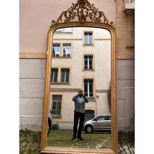 Important Miroir En Bois Doré XIXe (257/126cm)