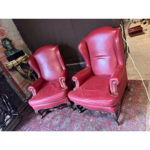 Pair Of Leather Armchairs 