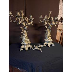 Important Pair Of Bronze Candelabra (70cm)