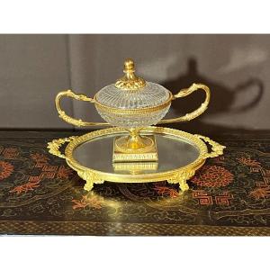 Gilt Bronze And Cut Crystal Candy Dish 