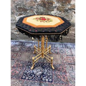 Napoleon III Gilded Wood Pedestal Table 