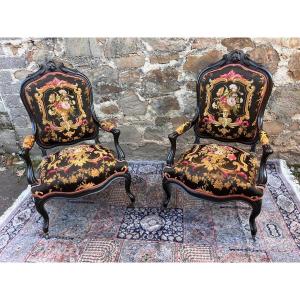 Pair Of Napoleon III Armchairs 