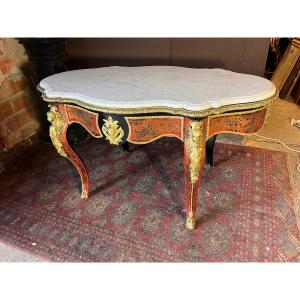 Important Boulle Table Marble Top 