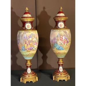 Pair Of 19th Century Vases In The Style Of Sèvres 