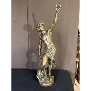 David Vainqueur Sculpture En Bronze De Louis Gossin Hauteur :82cm