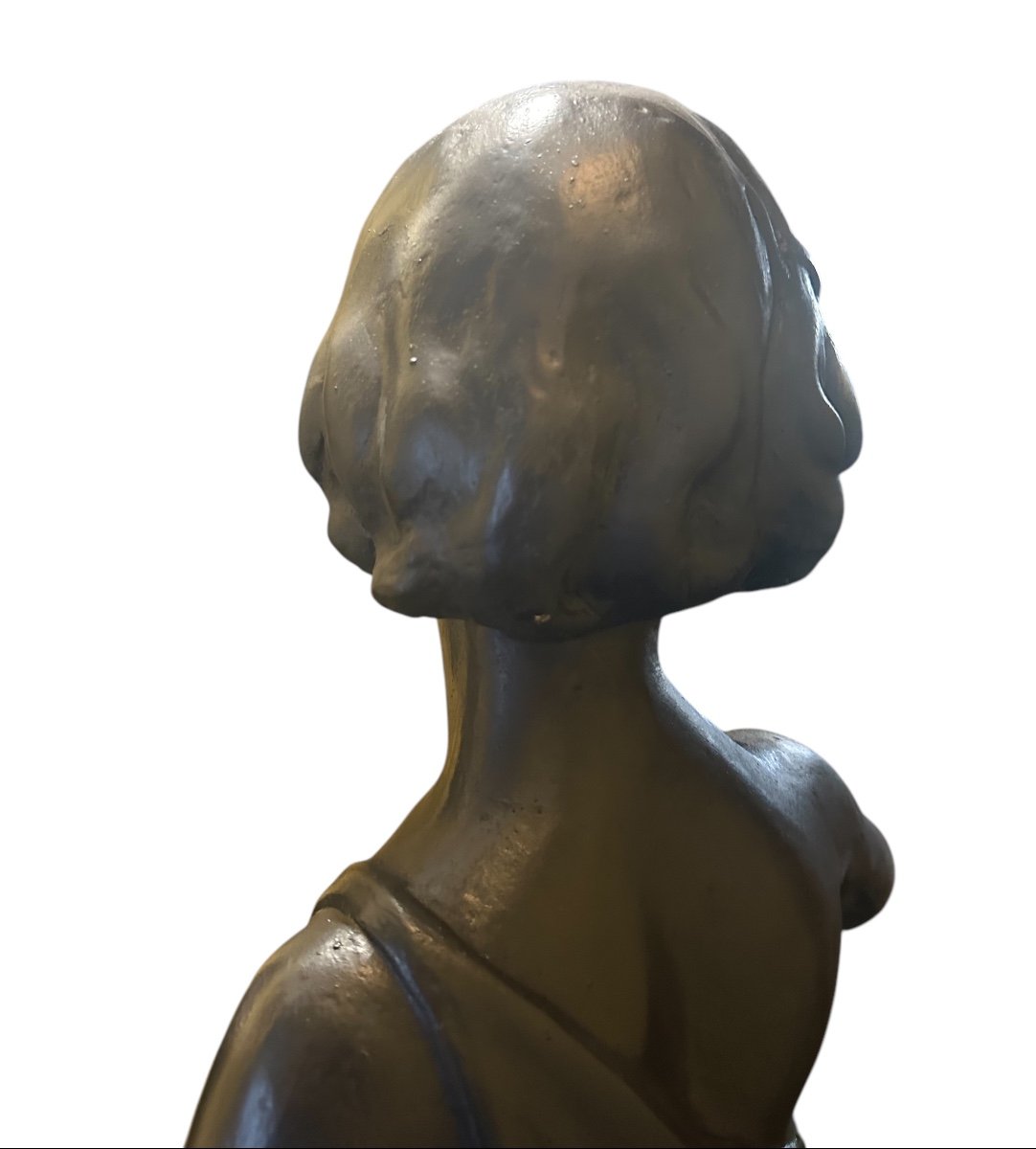 Sculpture The Young Girl Signed Eugène Canneel -photo-4