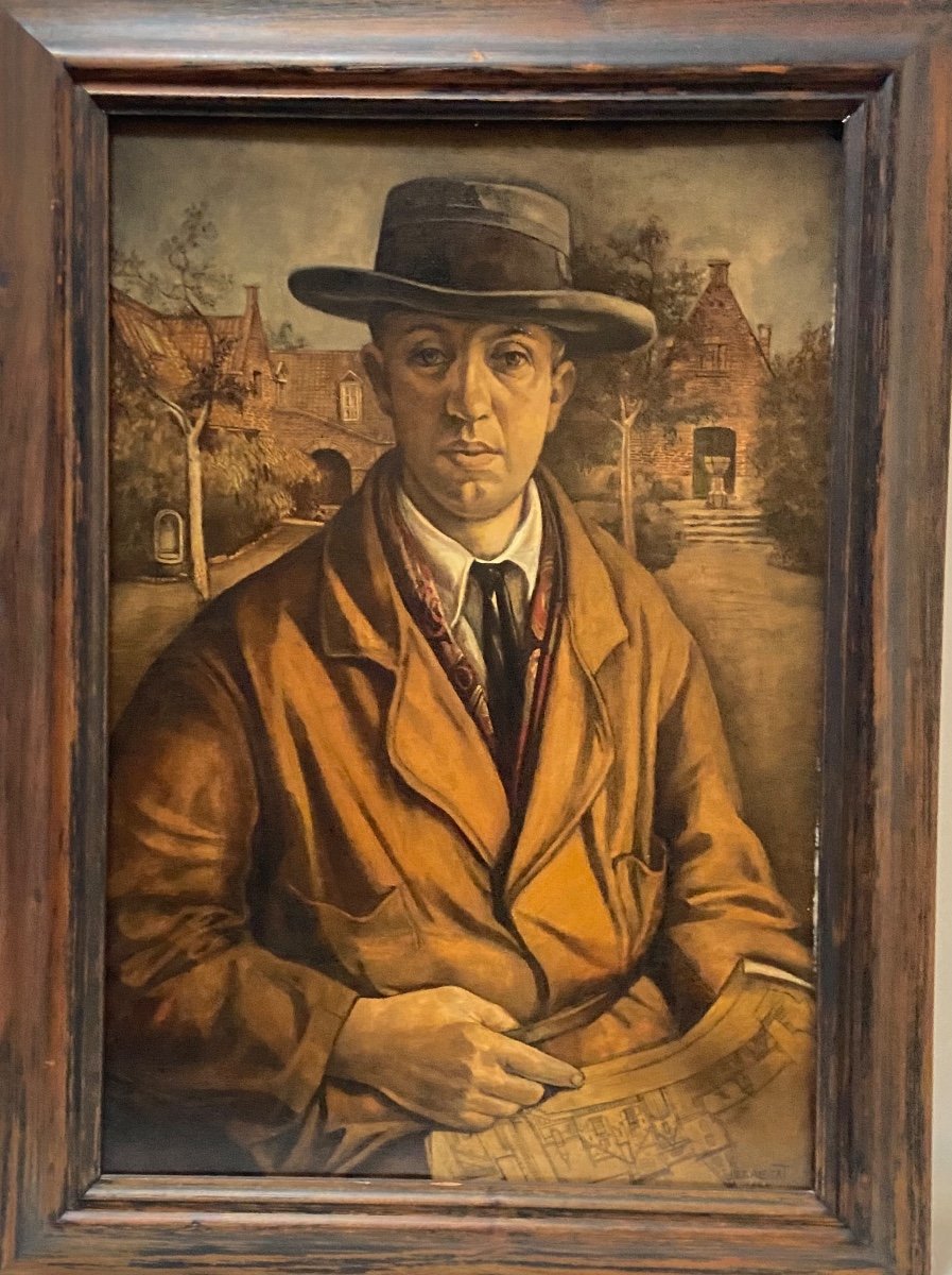 Portrait D’architecte De Joseph Albert école Belge 1926