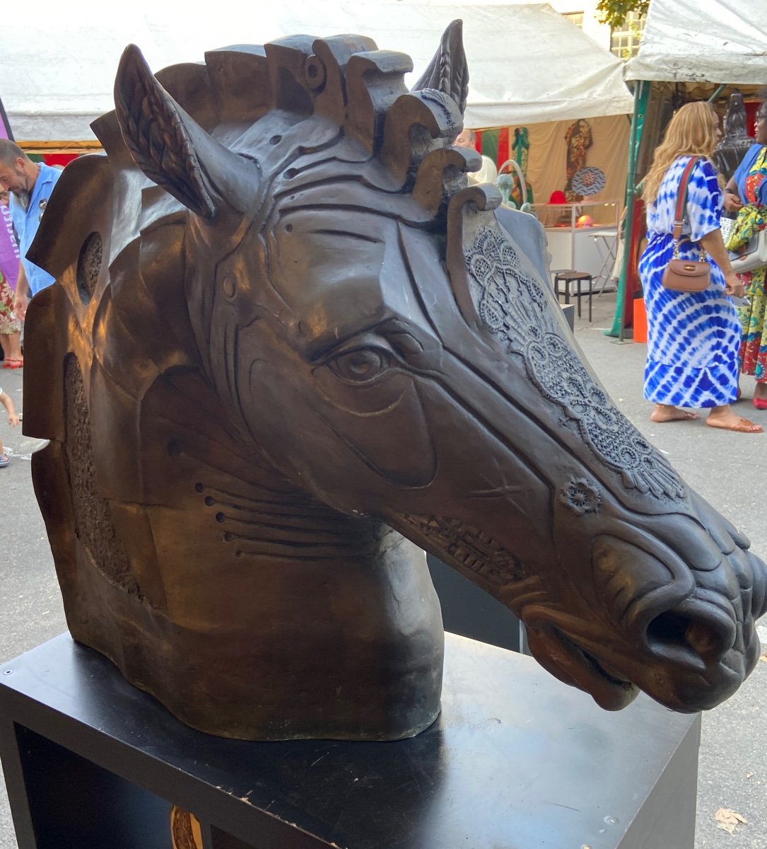 Tête de cheval  En Bronze De Daniel Monic artiste français unique -photo-3