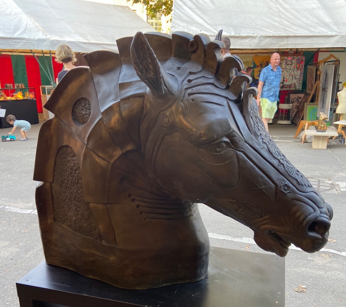 Tête de cheval  En Bronze De Daniel Monic artiste français unique -photo-6