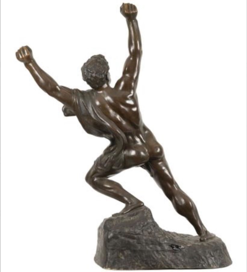 Imposant Bronze De Jef Lambeaux Le Vainqueur artiste belge -photo-2