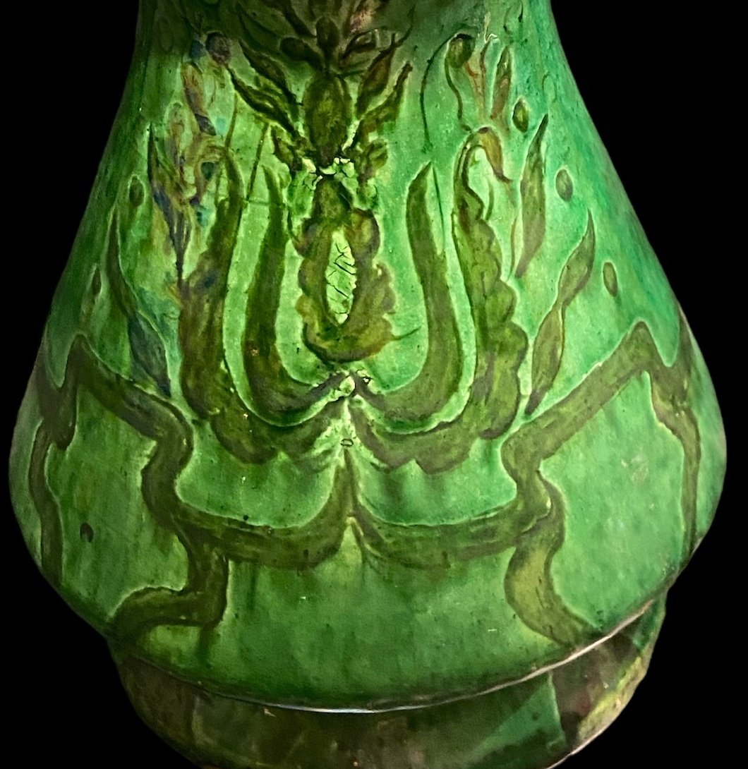 Proantic Superb Art Nouveau Vase In Earthenware Germany Unique