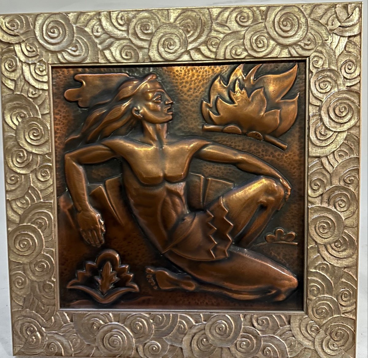 Art Deco Embossed Copper Panel-photo-4