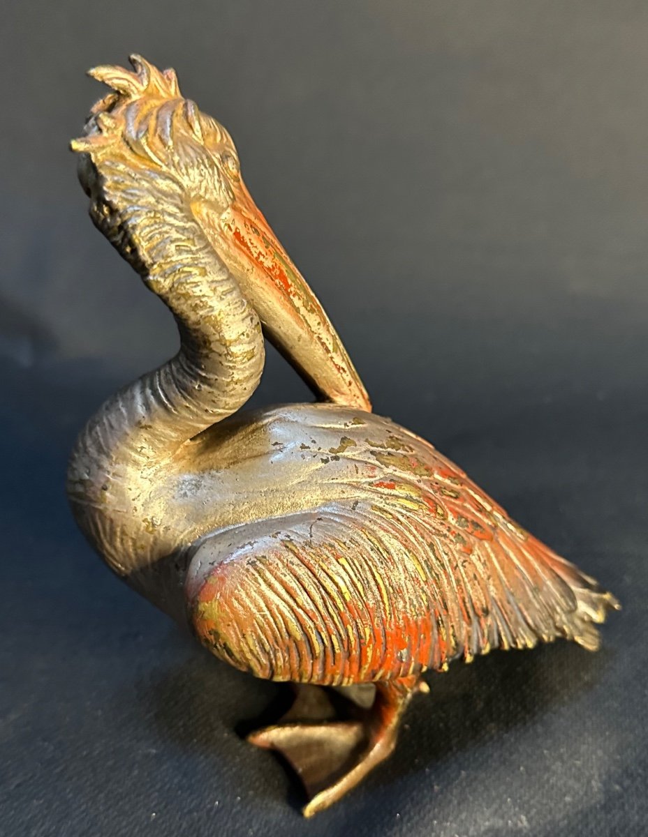 Pelican In Bronze Period 1930 (viennese Bronze)-photo-2