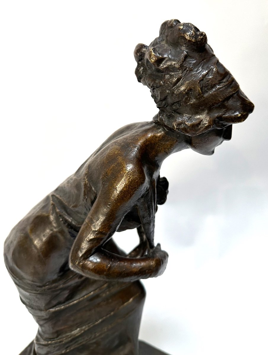 Bronze élégante A L’éventail De Pierre Henri Van Perck 1911 -photo-3