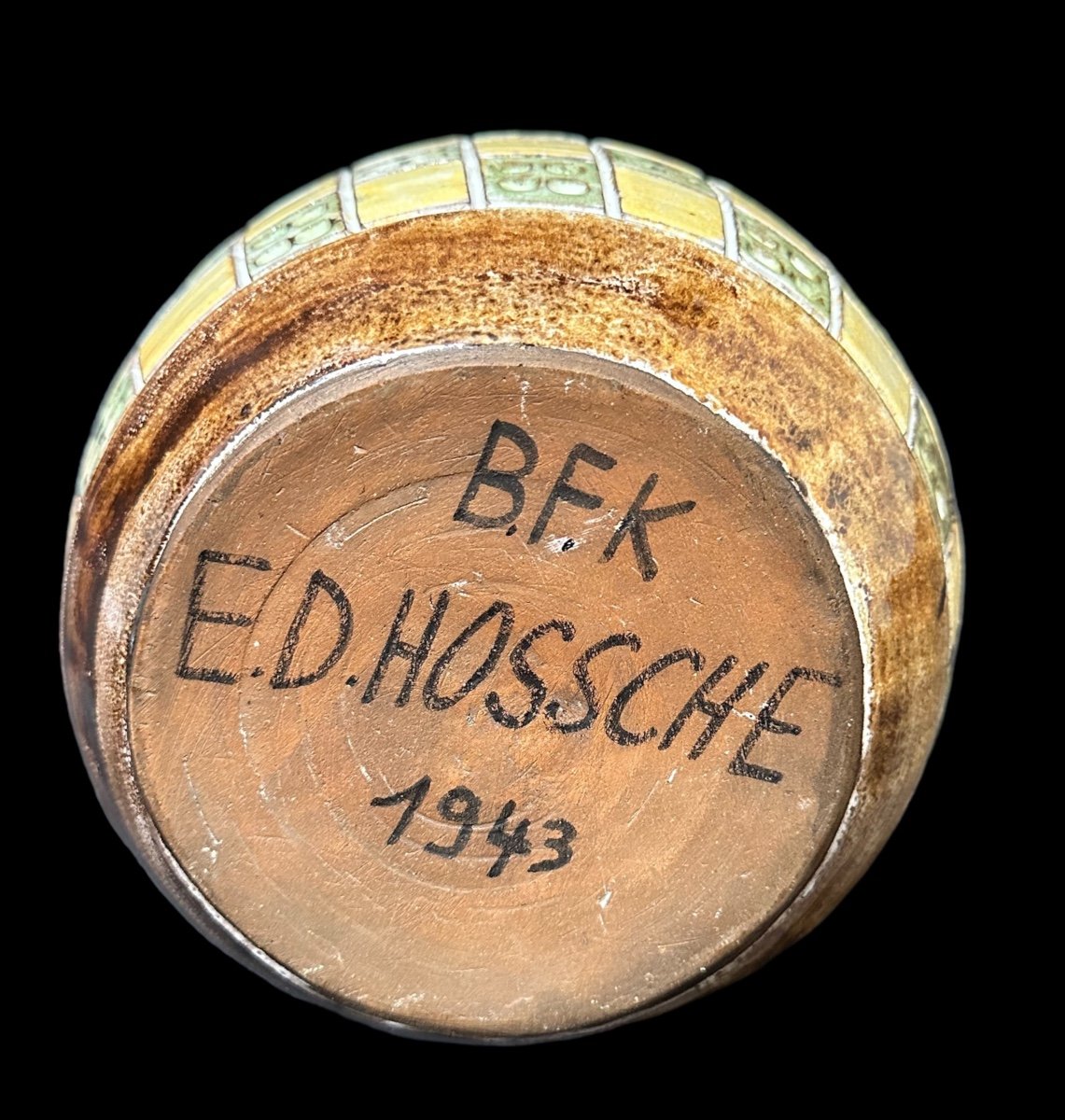 Rare Vase By Ernest d'Hossche Dated 1943 Bfk-photo-3