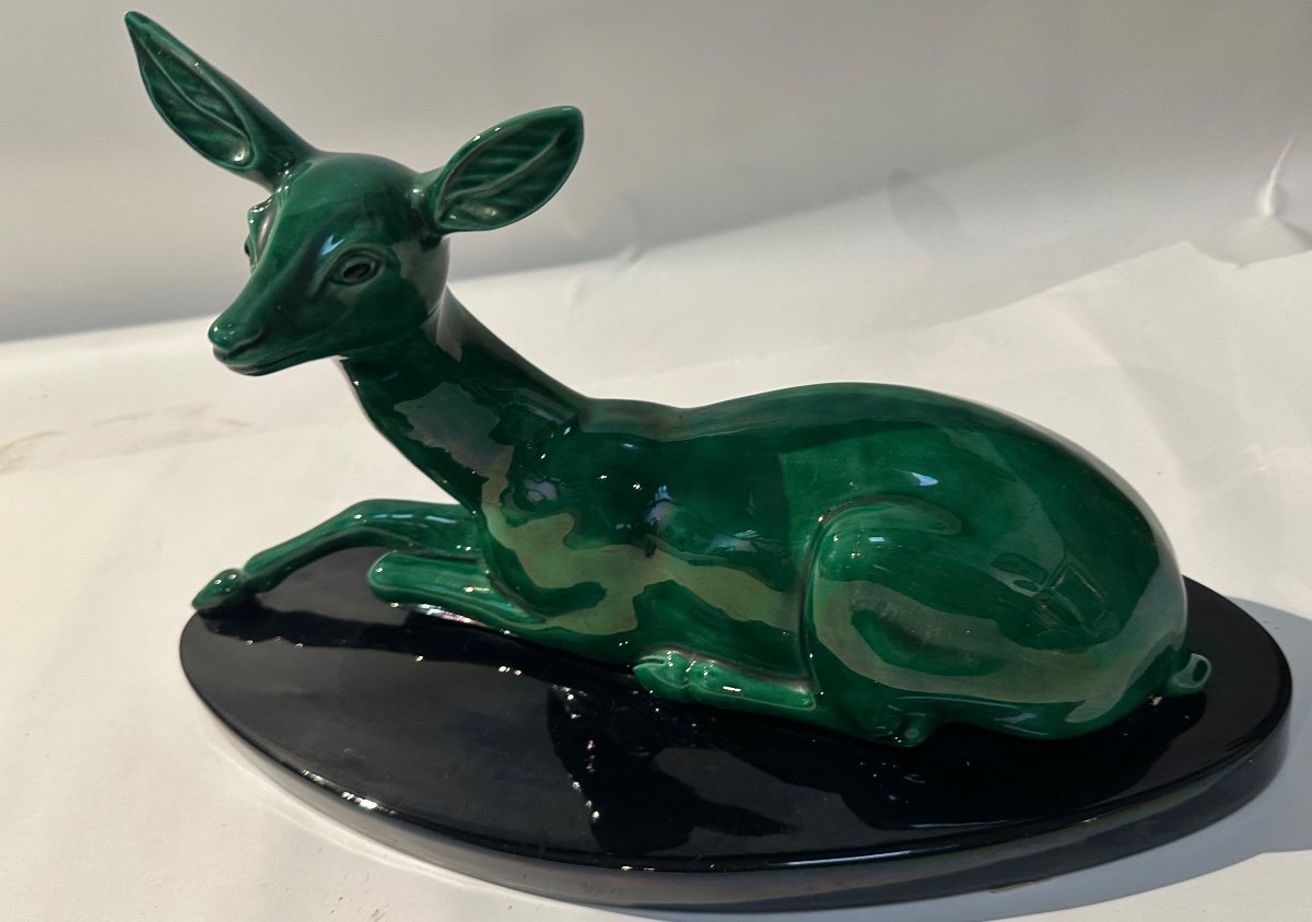 Paul Millet Ceramic Doe From Sévres -photo-3