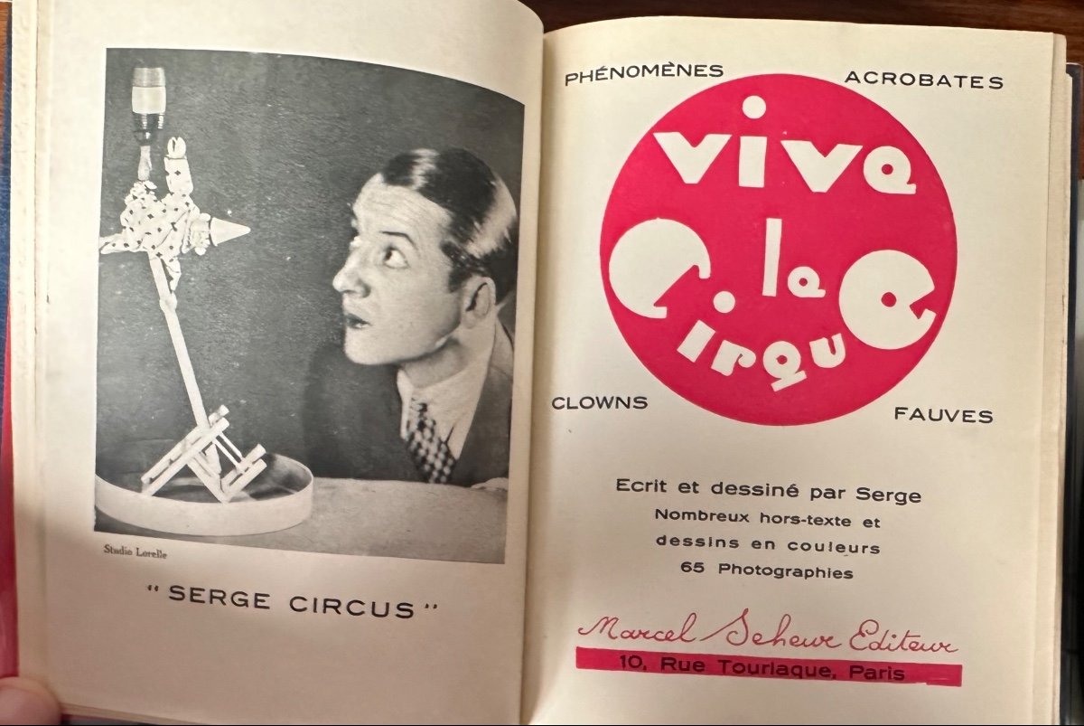 Magnifique Livre Relié cuir Avec Un Décor Vive Le Cirque 1930 De Serge -photo-4