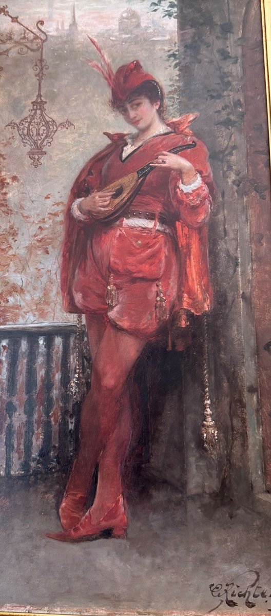 Le Troubadour Edouard Richter Peintre Français 1892-photo-3