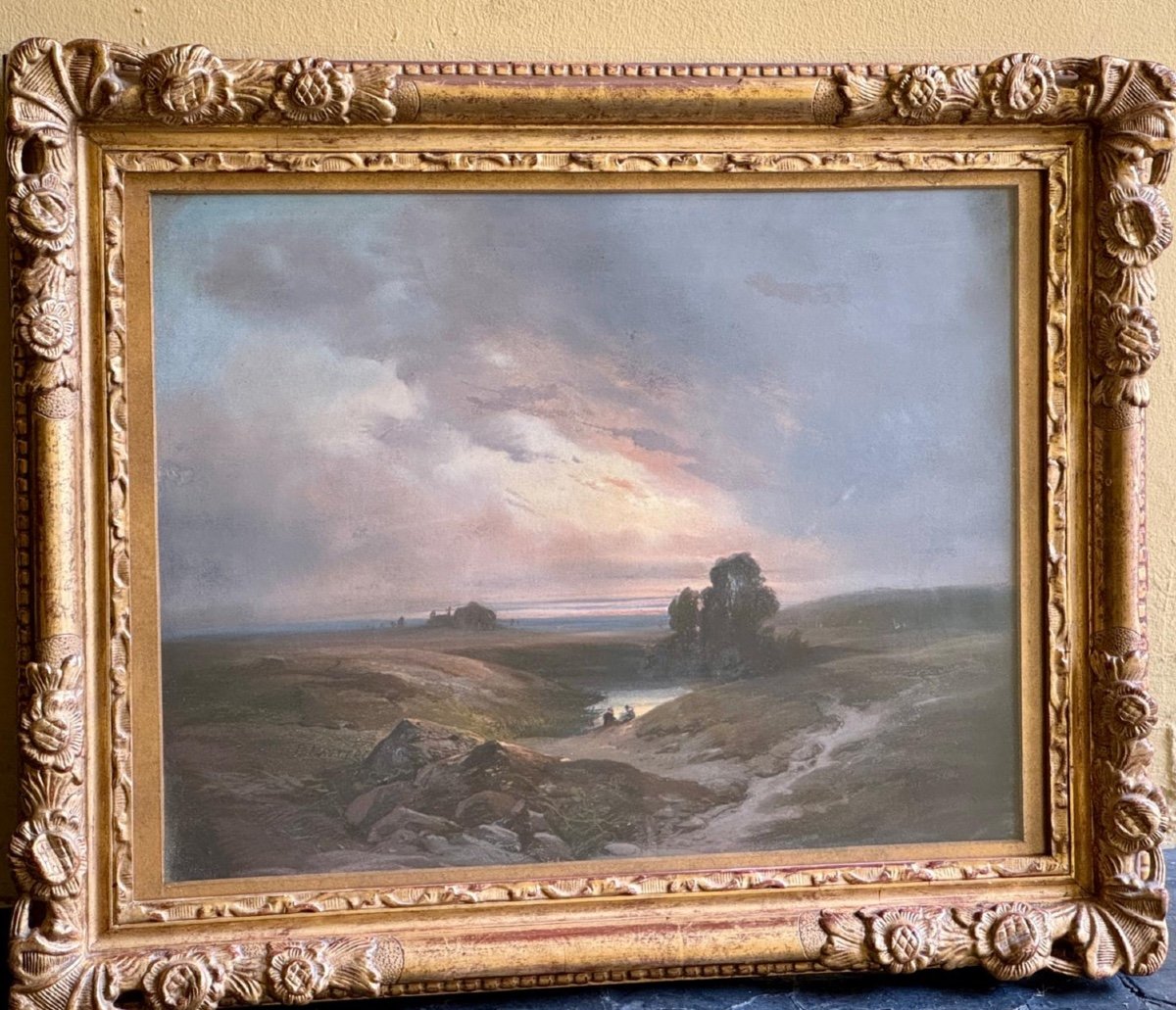 Rare Pastel Paysage De Paul Lauters Artiste Belge 