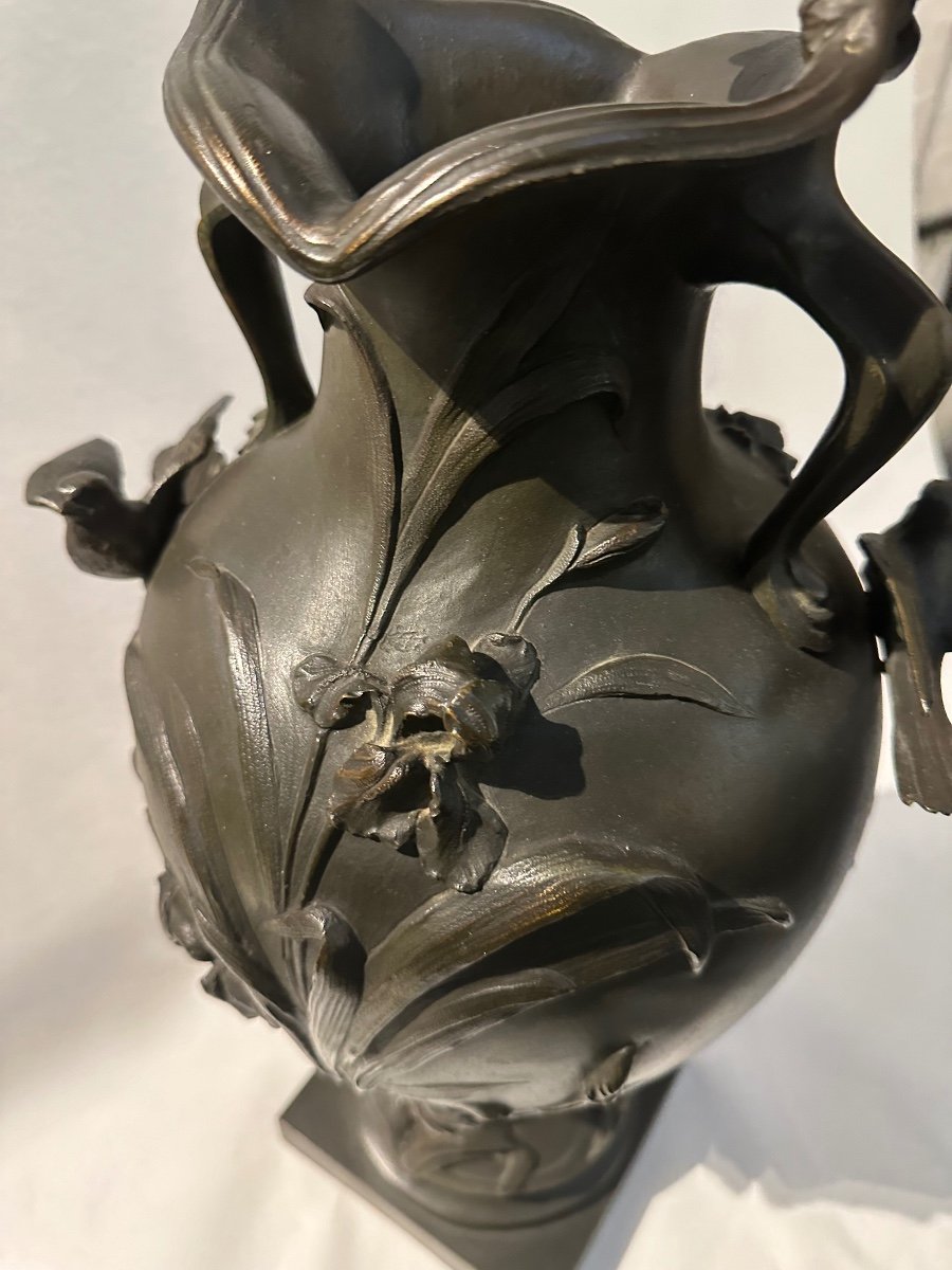 Imposing Unsigned Art Nouveau Vase By Jean-baptiste Sloodts -photo-2