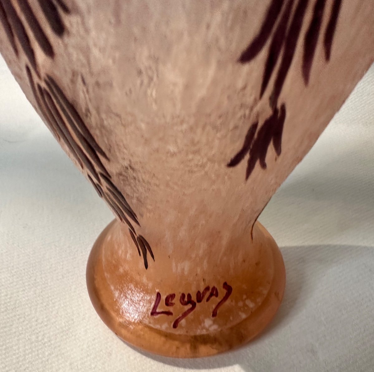 Legras Vase Circa 1920 Stylized From The Rubis Series-photo-3