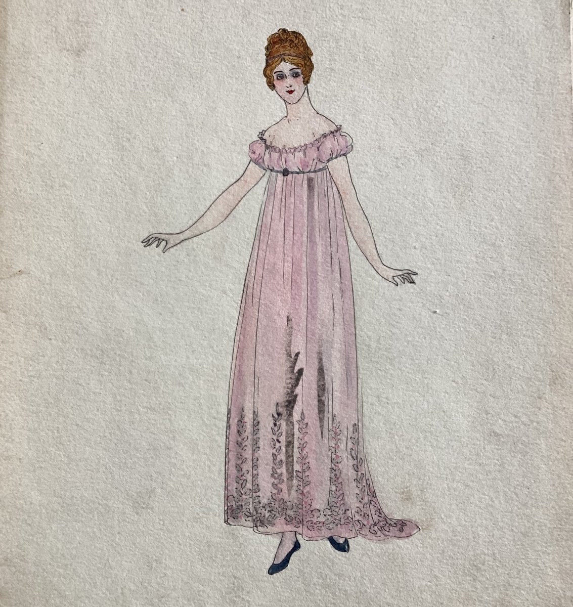 4 Aquarelles De Mode ou de théâtre de L’artiste Russe Igor Sokoloff-photo-3