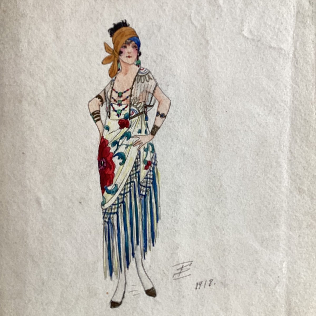 4 Aquarelles De Mode ou de théâtre de L’artiste Russe Igor Sokoloff-photo-4