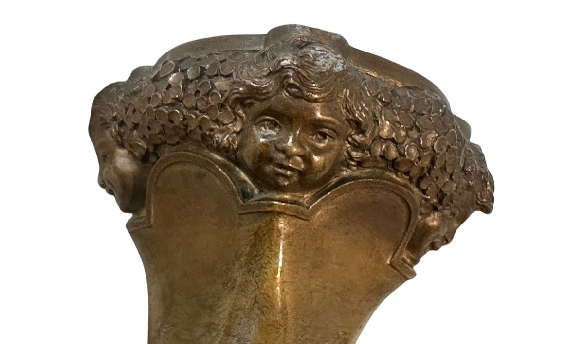 Vase With 4 Children's Heads By Luca Madrassi Art Nouveau -photo-2