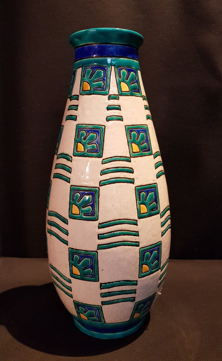 Earthenware Vase, Cloisonné Enamels, Boch Keramis - Charles Catteau