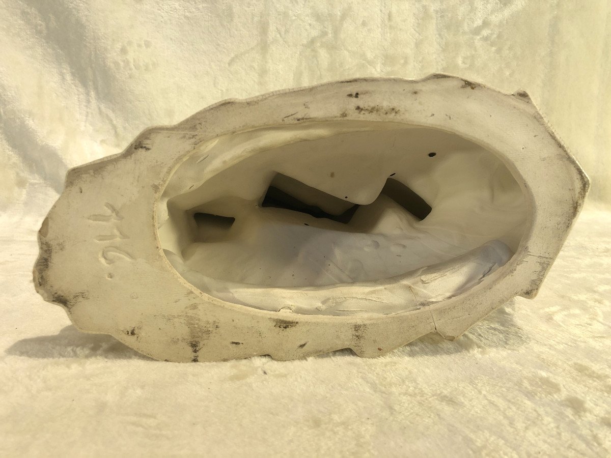 White Cracked Earthenware - Sailboat - Base: 13 X 29cm - H. 30cm-photo-2
