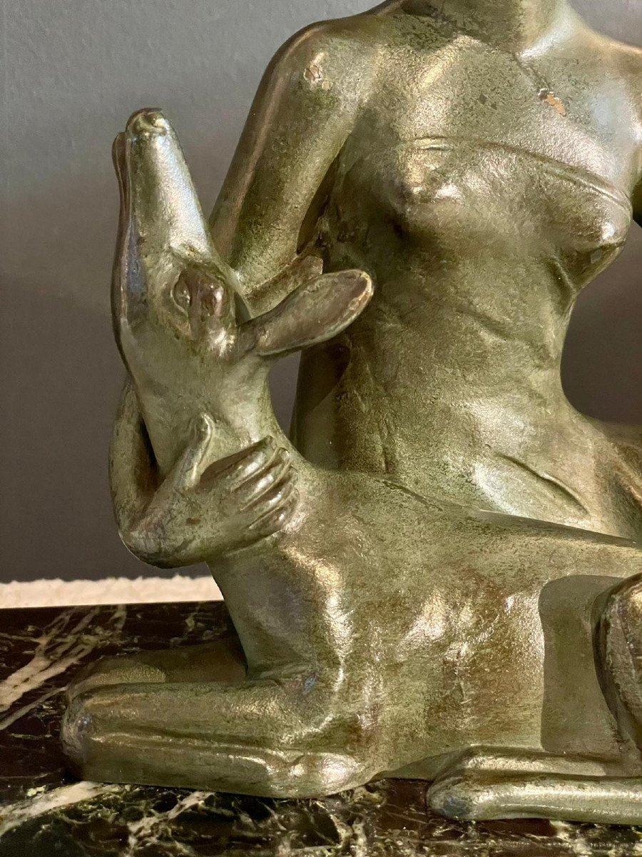 Sculpture En Bronze, Socle En Marbre - Artiste Ms.secondo - Art-deco -photo-2