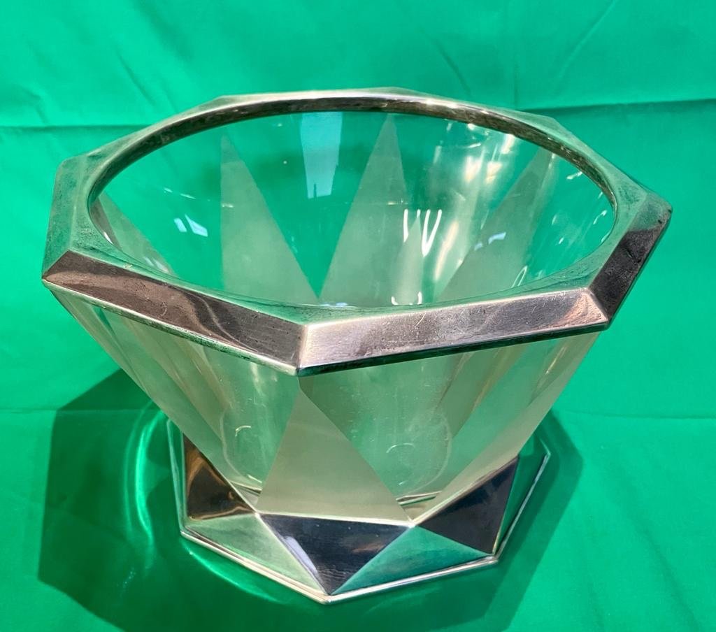 Crystal And Silver Cup - Art-deco - Size 15x26cm - Illegible Hallmark-photo-2