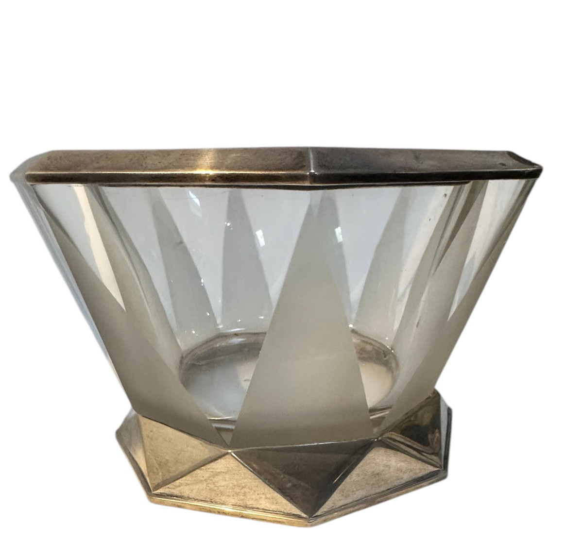 Coupe Cristal métal - Art-déco - Dim. 15x26cm - Poinçon Illisible  -photo-3