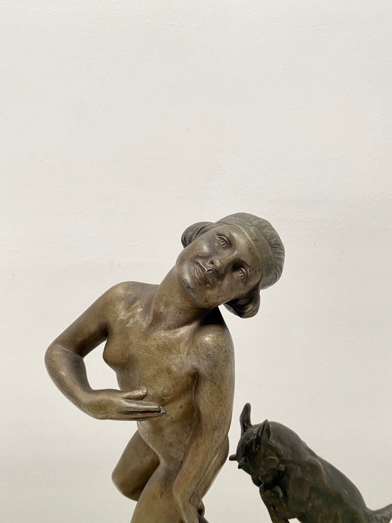 Sculpture Femme Et Bouquetin-photo-3