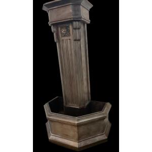 Art Deco 2-tier Planter In Patinated Wood