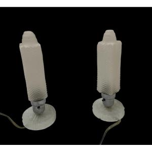 Pair Of Art Deco Usa Bedside Lamps