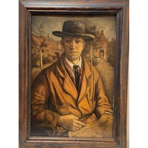 Portrait D’architecte De Joseph Albert école Belge 1926