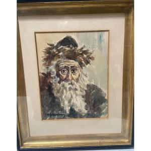 Portrait Of Rabbi By Pinhas Kahlenberg