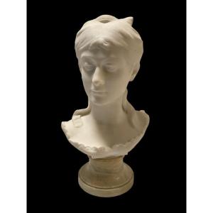 Italian Marble Bust Young Woman V. Vietti