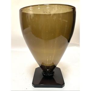 Imposing Daum Smoked Glass Vase