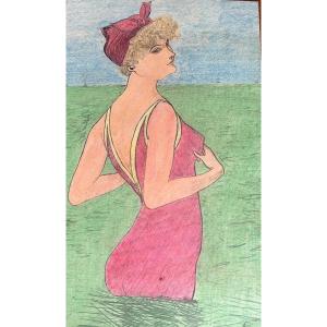 The Elegant Bather Watercolor Felix