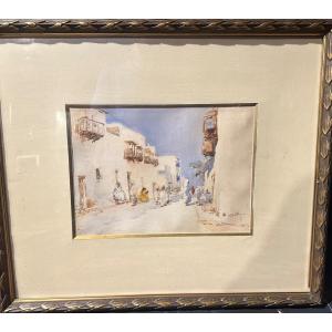 Orientalist Watercolor By Joseph Albert Pioch 